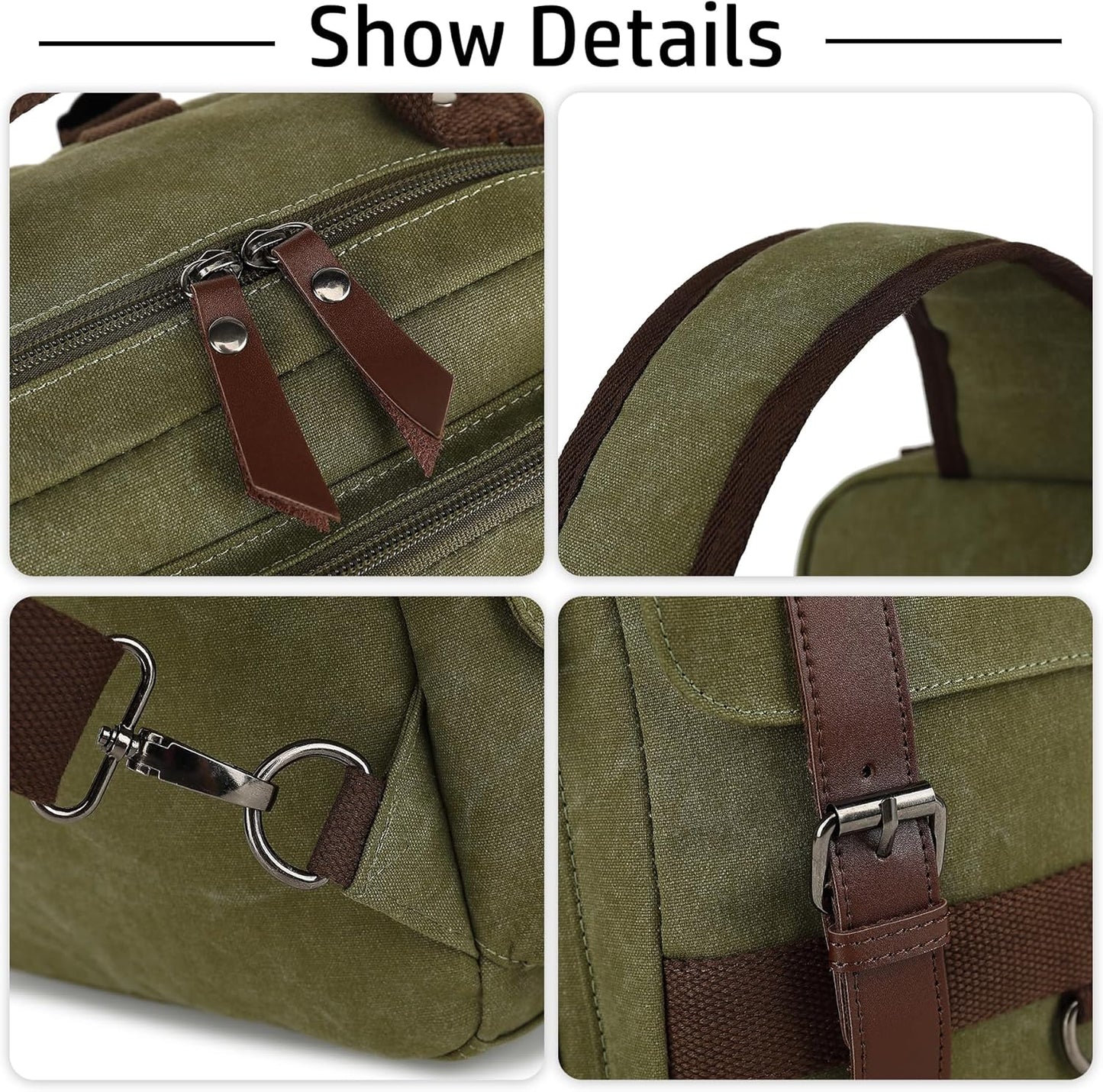 Vintage Messenger Bag, Canvas Backpack for Travel, Men's Shoulder Bag, Dual-use Bag for Hand Carry and Crossbody Carry