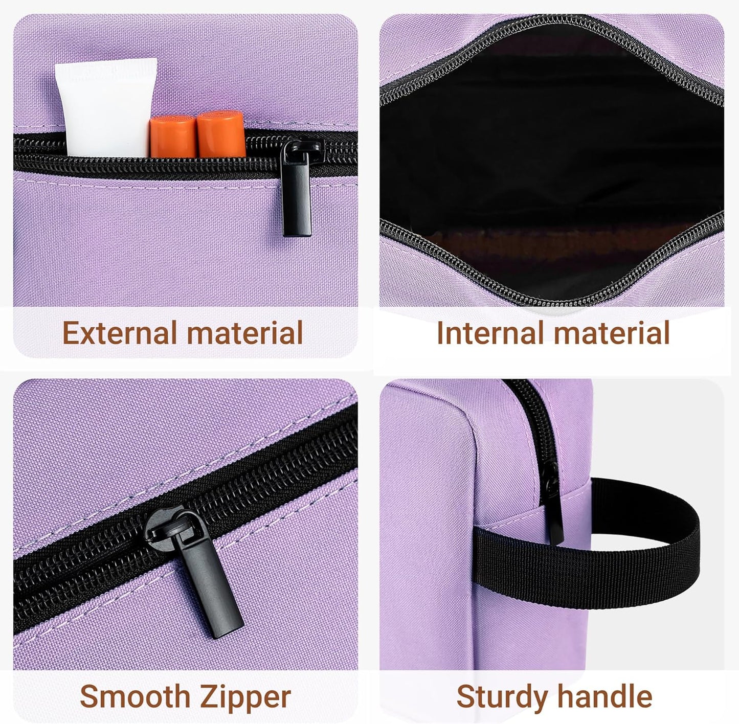 Elviros Travel Toiletry Bag for Women and Men,Lightweight Makeup Bag Hanging Dopp Kit with Shaving Compartment Cosmetic Organizer Small Tool Bag Travel Essentials,Lavender Purple