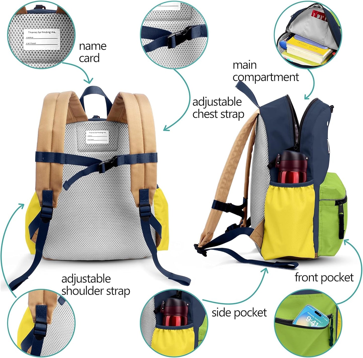 Kids' Backpacks for Girls & Boys - Kindergarten & Elementary School, Small Child Toddler Backpack, 13" H, Ages 3-5