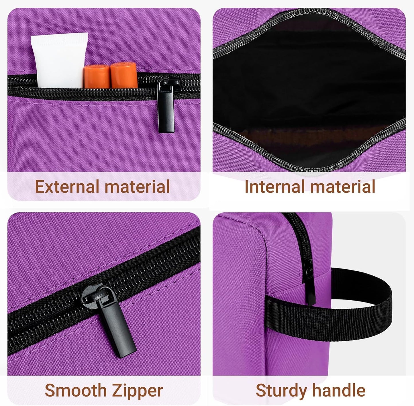 Elviros Travel Toiletry Bag for Women and Men, Lightweight Makeup Bag Hanging Dopp Kit with Shaving Compartment Cosmetic Organizer Small Tool Bag Travel Essentials Gift for Women, Grape Purple