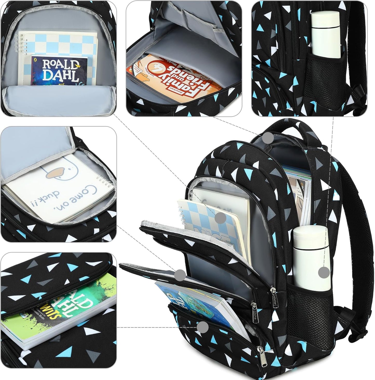 abshoo Lightweight Kids Backpack For School Boys Bookbag Kindergarten Elementary School Bags (Geometry Black)