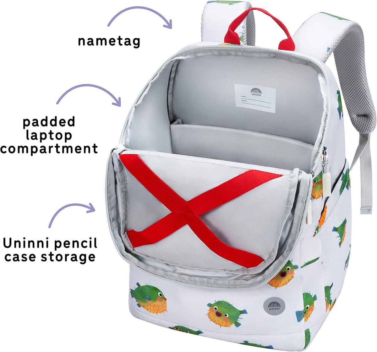 uninni 16" Kid's Backpack for Girls and Boys Age 6+ with Padded, and Adjustable Shoulder Straps.