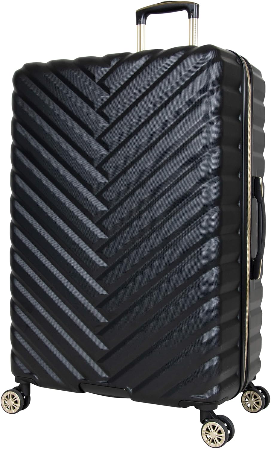 Kenneth Cole REACTION Madison Square Lightweight Hardside Chevron Expandable Spinner Luggage, Black, 24-Inch Checked