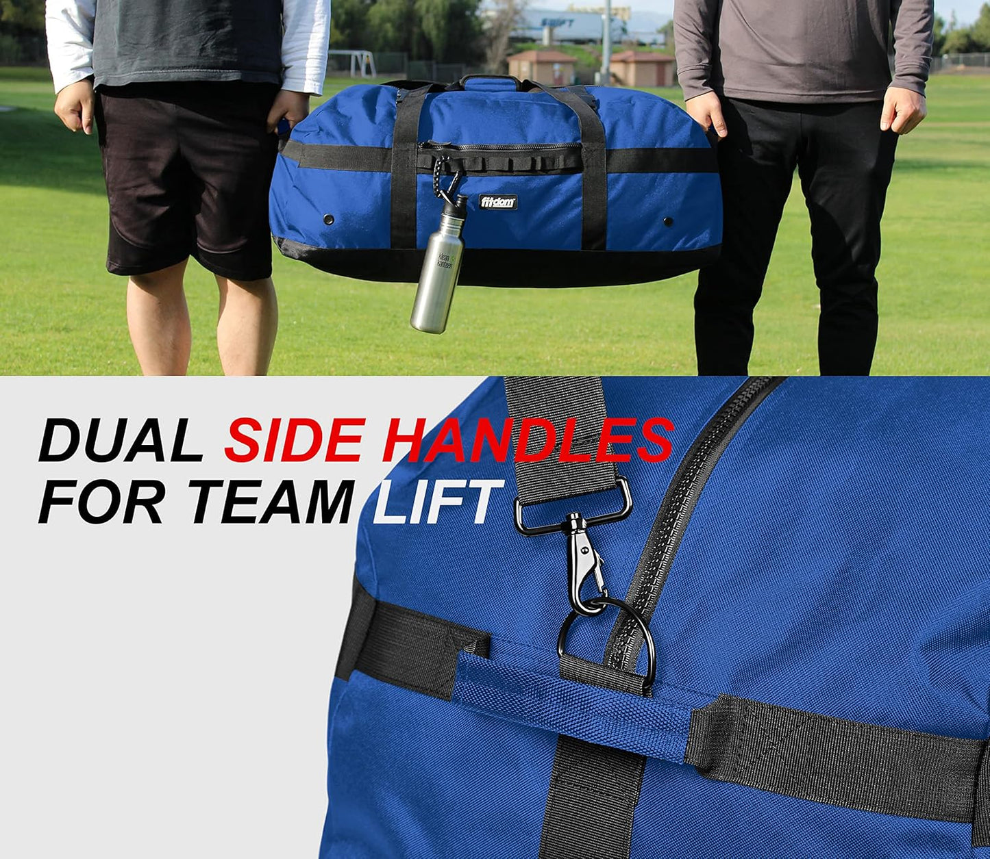 Fitdom 132L 36" Heavy Duty Extra Large Sports Gym Equipment Travel Duffel Bag W/Adjustable Shoulder