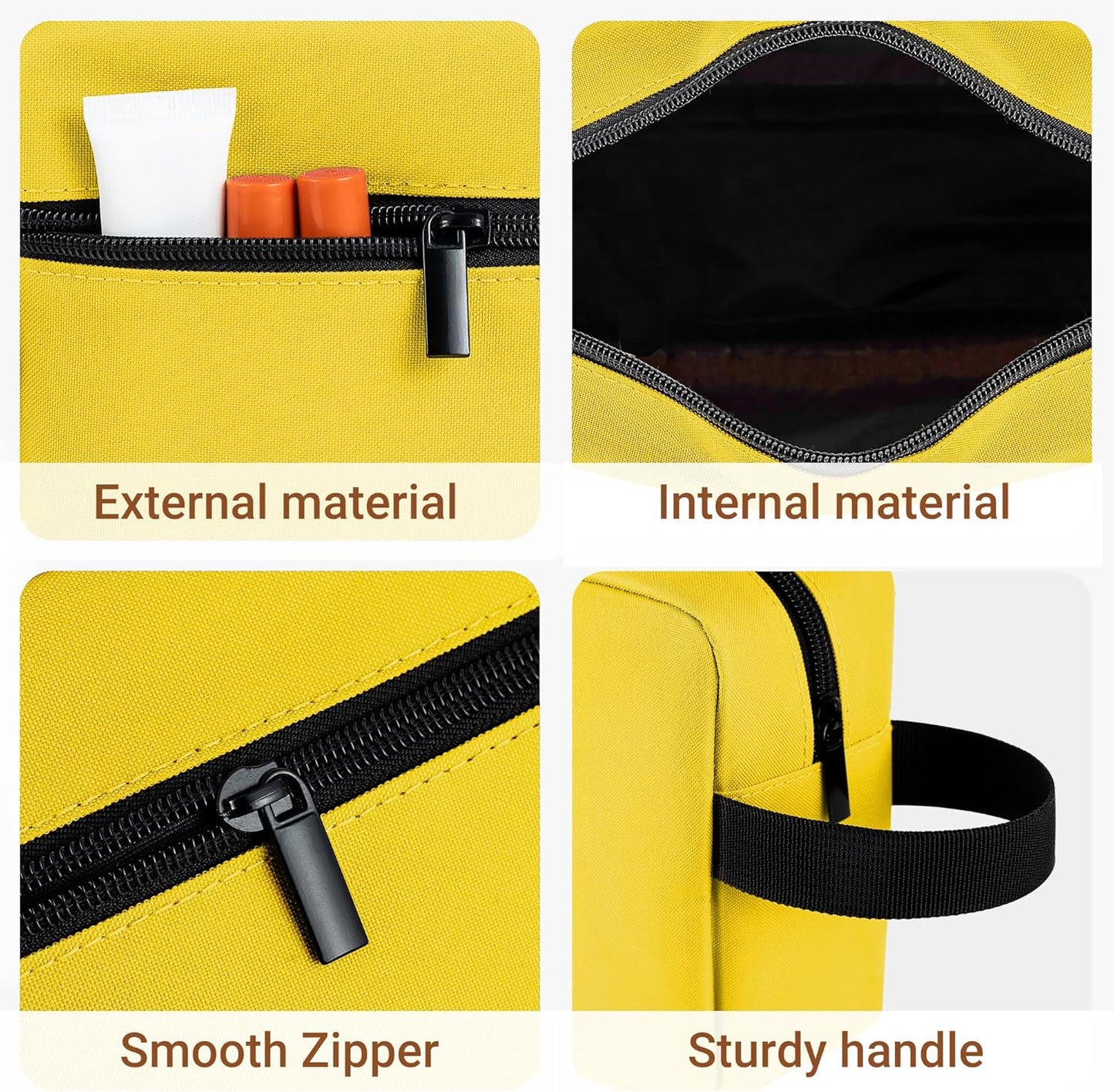Elviros Travel Toiletry Bag for Women and Men,Lightweight Makeup Bag Hanging Dopp Kit with Shaving Compartment Cosmetic Organizer Small Tool Bag Travel Essentials,Bright Yellow