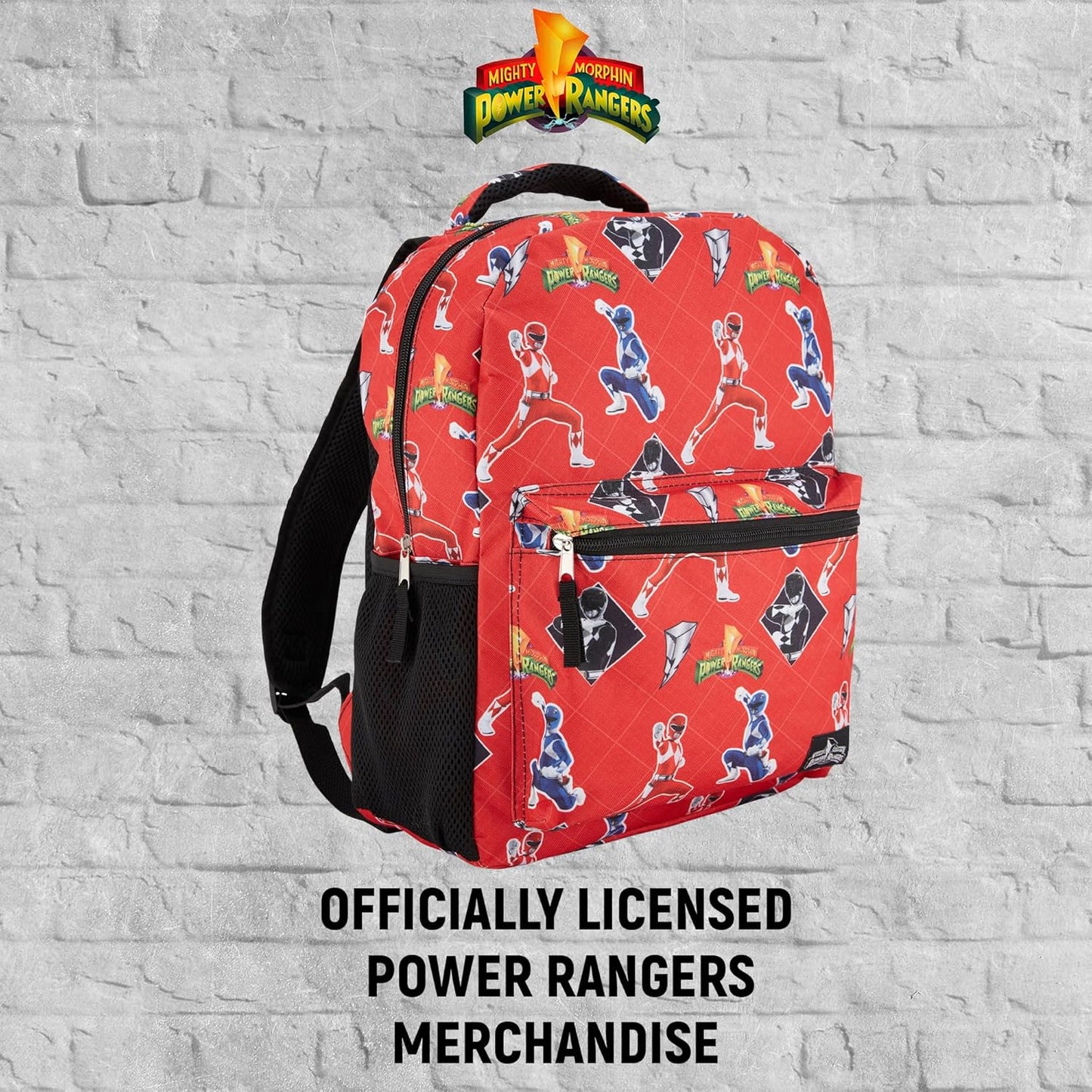 Power Rangers Classic Allover Backpack - Red, Pink, Black, Green Yellow and Green Ranger - Official