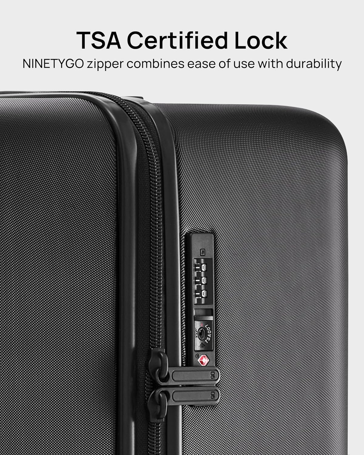 NINETYGO Trunk Luggage 24 Inch, Medium Checked Luggage with Double Spinner Wheels, Anti-Burst Zipper, Hard Case PC Suitcase, Lightweight Travel Luggage, TSA Approved (Onyx Black, Hudson)