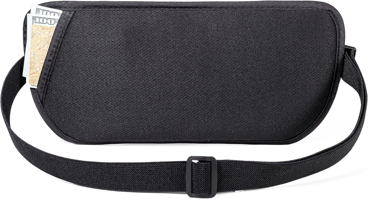 RFID Blocking Passport Holder - Money Belt & Travel Wallet, Travel Belt Bag Fanny Pack for Women Men