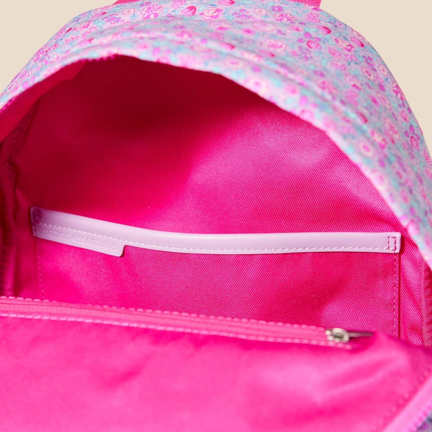 Amazon Essentials Unisex Kids' Nylon School Backpack, Lilac Ditsy Floral, One Size