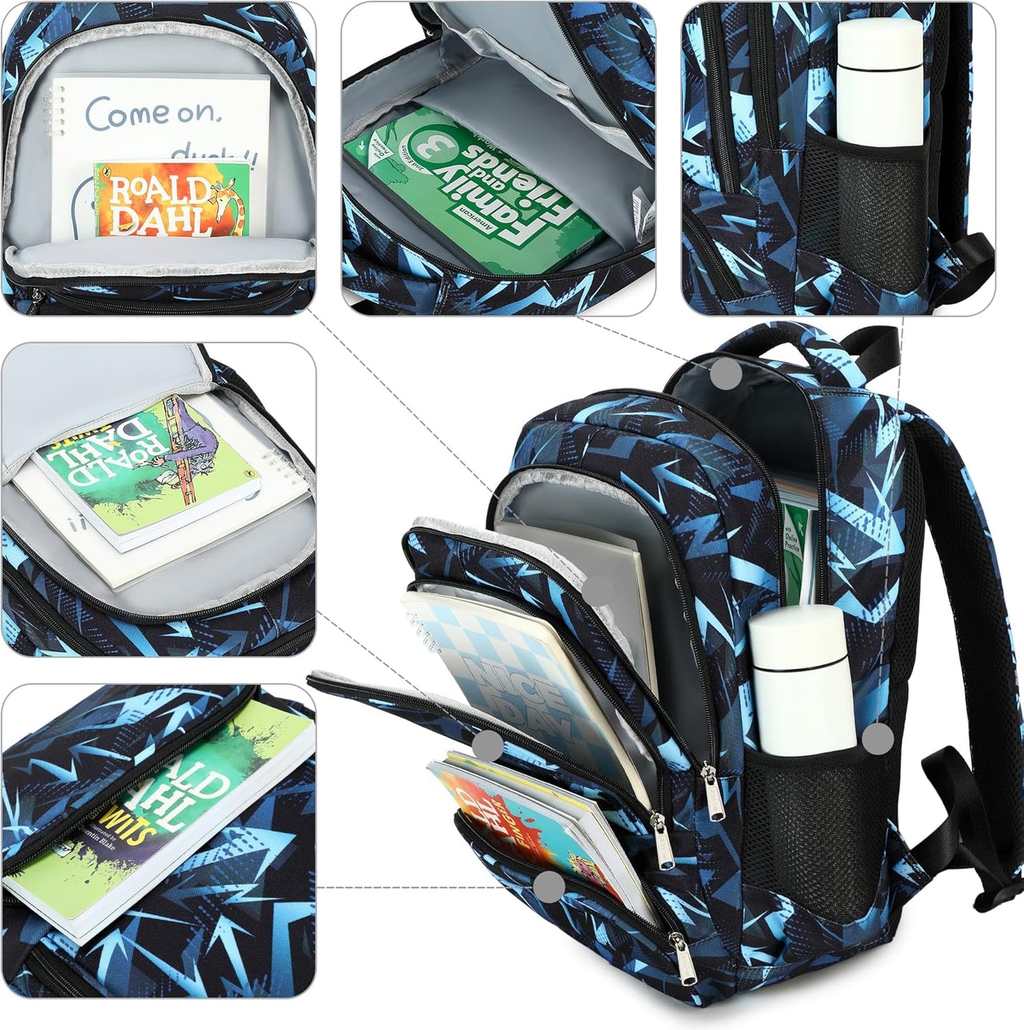 abshoo Lightweight Kids Backpack For School Boys Bookbag Kindergarten Elementary School Bags (Geometry Black-A)
