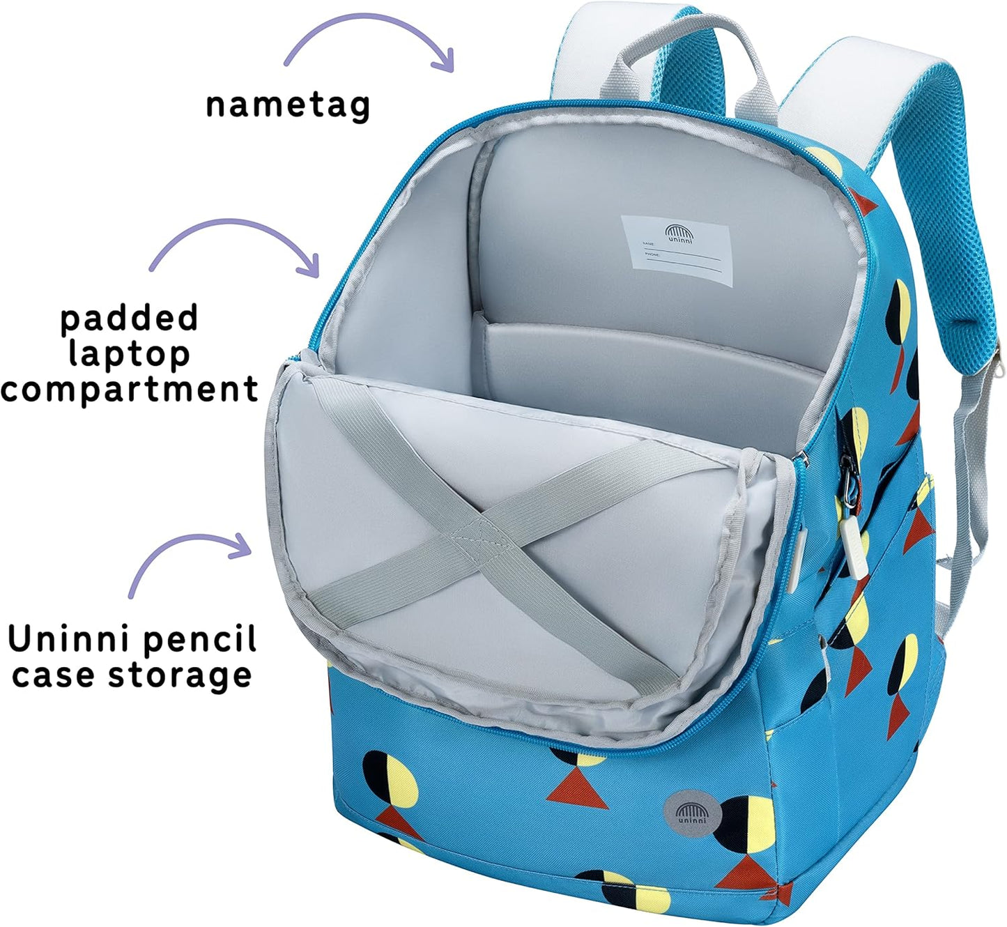 uninni 16" Kid's Backpack for Girls and Boys Age 6+ with Padded, and Adjustable Shoulder Straps. Fits for Height 3'9" Above Kids (Golf Teal)