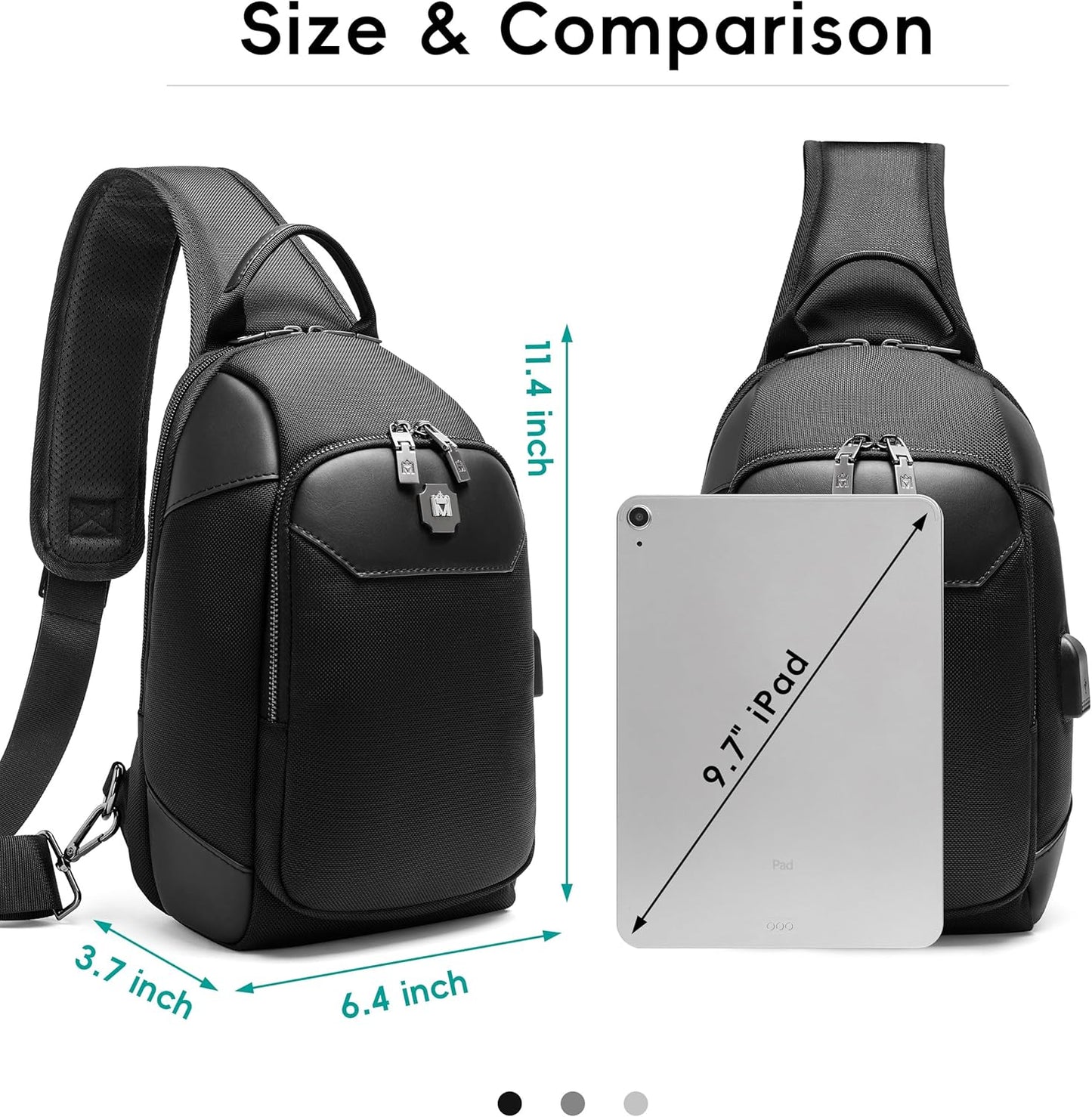 Hidds Sling Bag For Men Crossbody Bags Men’s Shoulder Backpack With Charging Port Travel Hiking Chest Bag Sling Daypack
