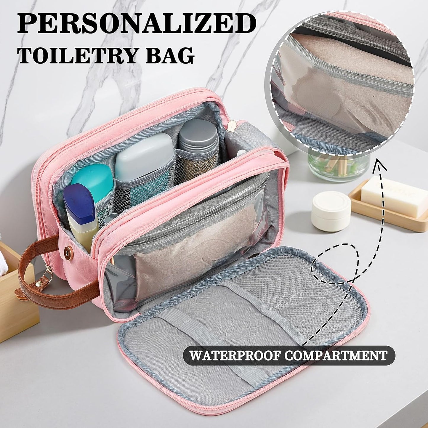 YOOLIFE Initial Toiletry Bag - Personalized Gifts for Women, 18th 20th 21st 30th 40th Birthday