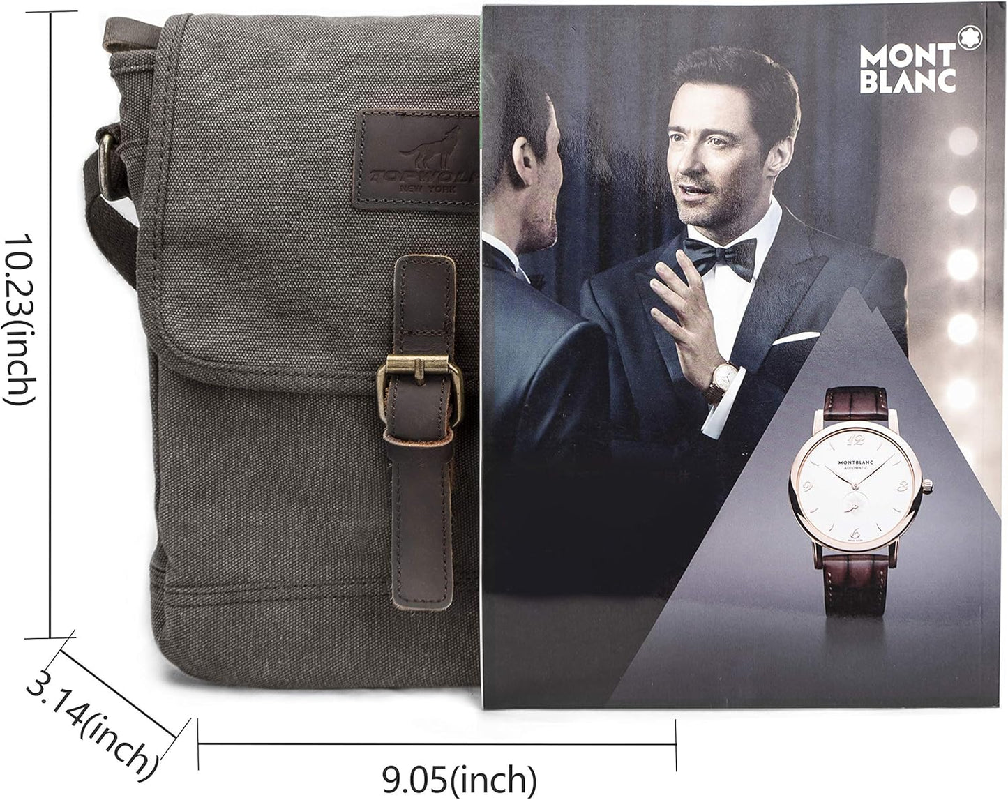 Canvas Messenger Bag Small Crossbody Bag Casual Travel Working Tools Bag Shoulder Bag Hold Phone Handset Anti Theft