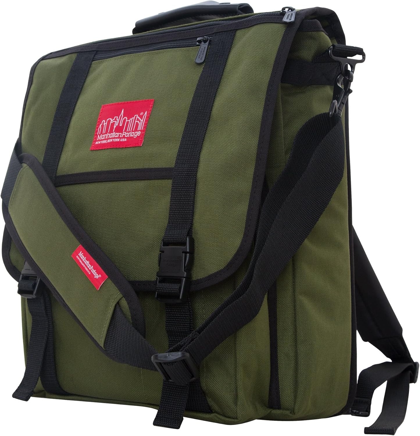 Manhattan Portage Commuter Laptop Bag Stylish Messenger Bag for Men & Women Durable Cordura Fits Up to 17" Laptop Ideal for Work College Travel (Olive)