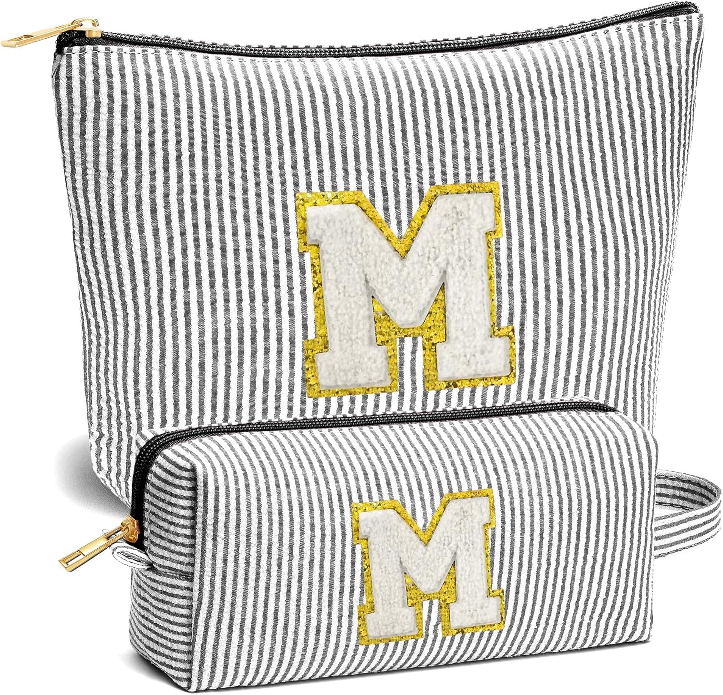 Travel Essentials - Portable Travel Toiletry Bag for Women, Initial Makeup Kit Organizer Make up Cosmetic Bag Set, Black M
