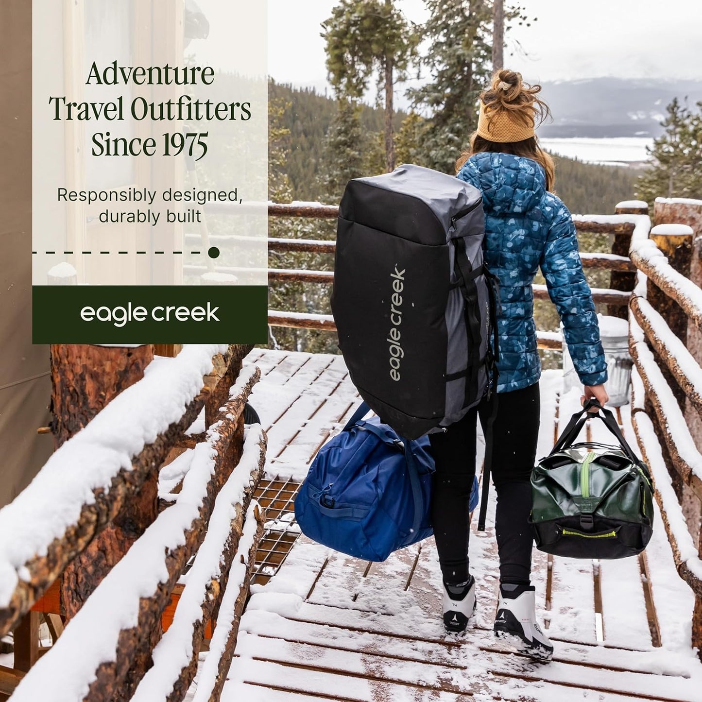 Eagle Creek Cargo Hauler Wheeled Duffel - Durable Duffel Bag for Travel - Easy Access Compartment - Deployable Backpack Straps - Lockable Zipper Opening - Duck Green - 130L