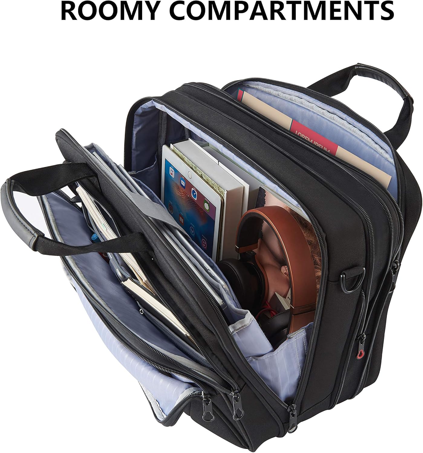 KROSER Laptop Bag Premium Laptop Briefcase Fits Up to 17.3 Inch Laptop Expandable Water-Repellent Shoulder Messenger Bag Computer Bag for Travel/Business/Men/Women-Black
