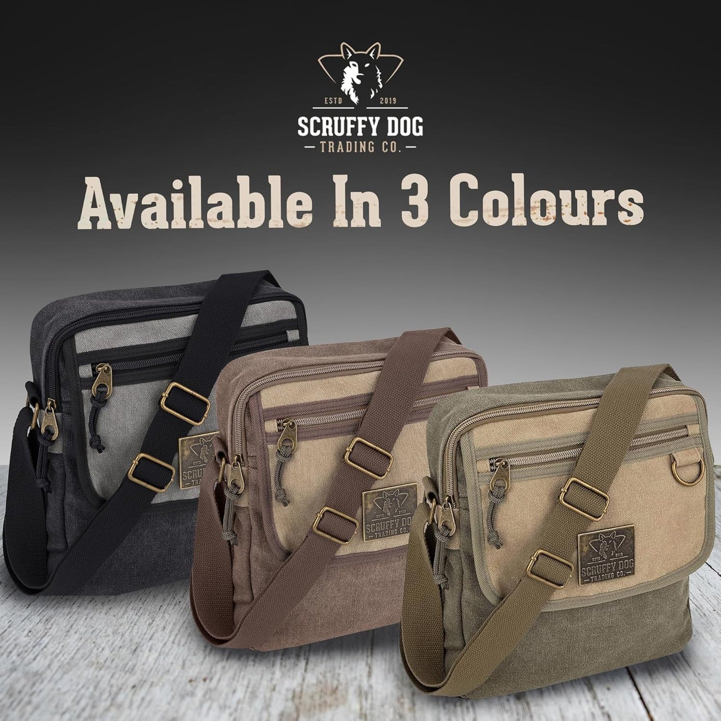 SCRUFFY DOG Crossbody Messenger Bag for Men and Women - Canvas Shoulder Bags with Adjustable Strap - Small - 11 inch