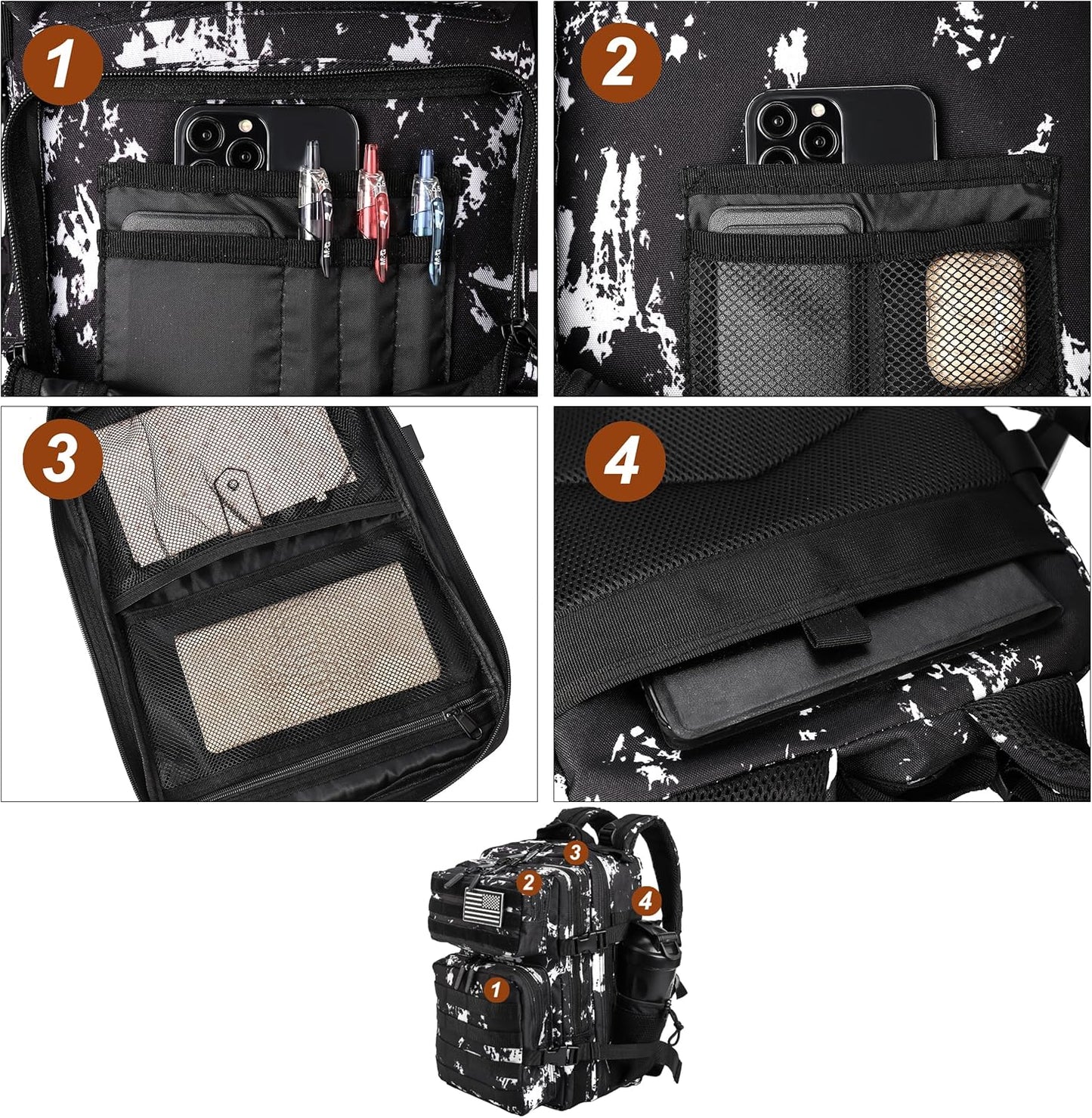 LHI Tactical Military Backpack for Men and Women 25L/35L Army Assault Pack Bag Small Rucksack with Bottle Holder