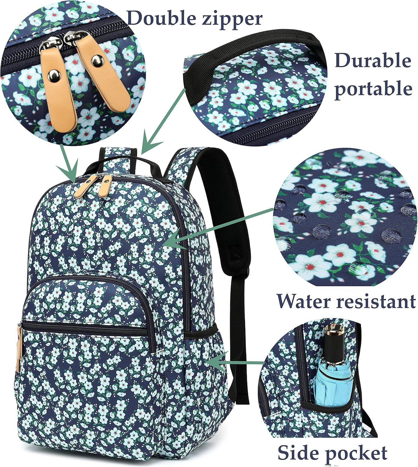Womens Travel Backpack Casual Daypack Laptop Backpack Fashion Daypack Dark Blue