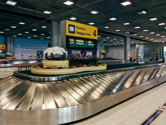 Empty airport baggage claim carousel