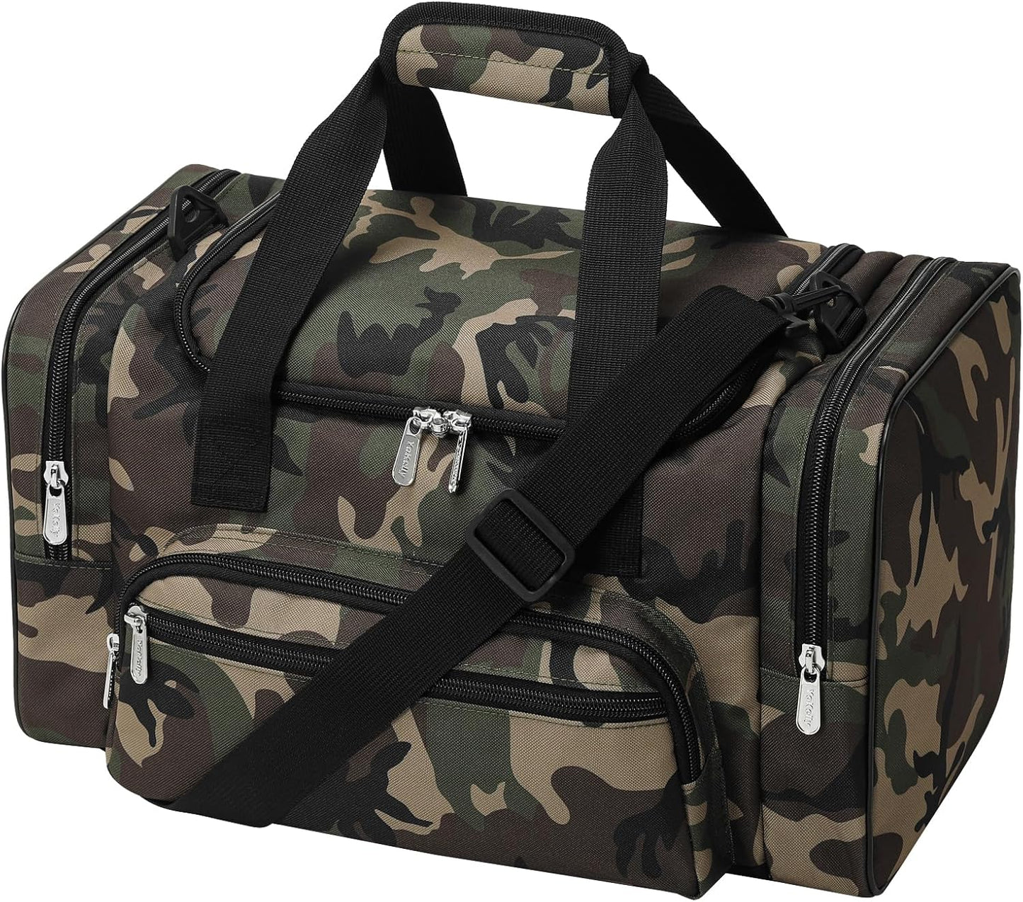 17" Carry-On Travel Duffel Bag – Personal Item Gym Bag with 6 Pockets, Lightweight Weekender Overnight Tote for Flights, Sports & Short Trips (Black, Navy, Camo, Burgundy, Olive Green, Red)
