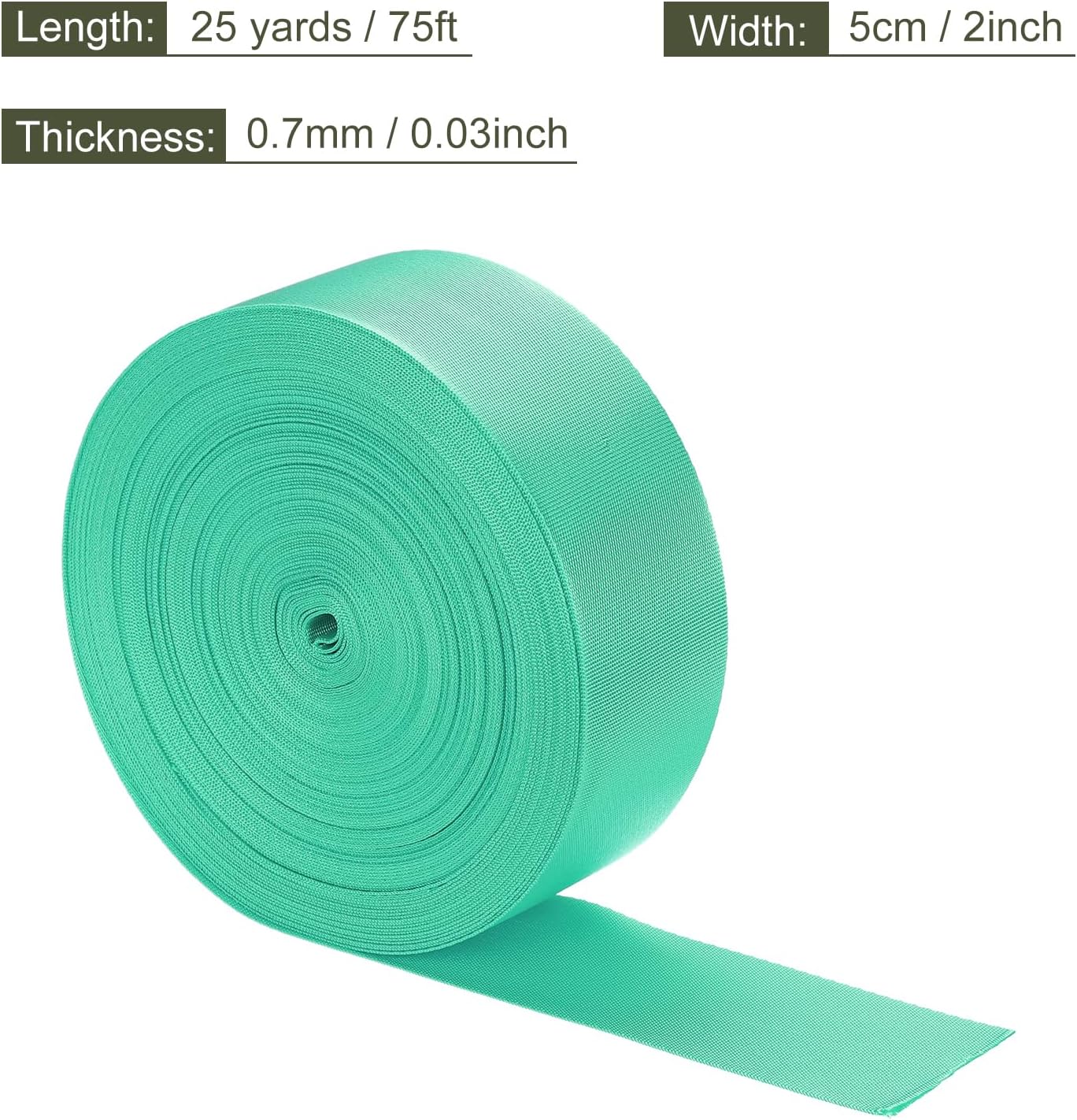MECCANIXITY Lightweight Polypropylene Webbing Strap 2" 25 Yard Backpack Strapping Band Turquoise Green for Outdoor Luggage Cargo Straps