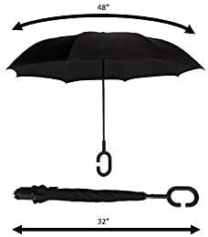 ShedRain Unbelievabrella Inverted, Upside Down, Windproof & Rainproof Car Umbrella - Hands Free C-Shape Handle - Heavy Duty, Double Layer Reverse Canopy Protects Men & Women Outdoors from Wind & Rain