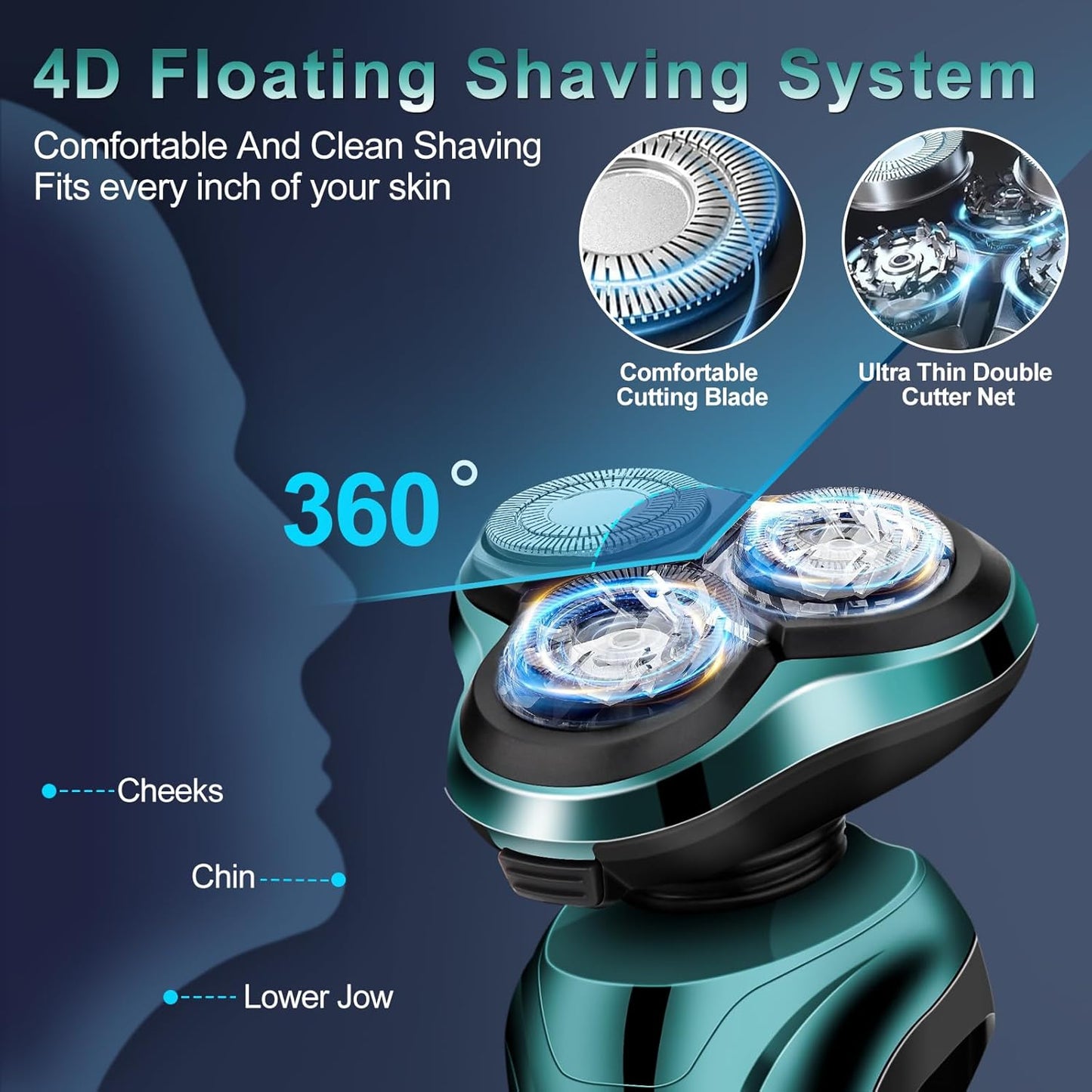 Electric Razor for Men, Men's Rotary Shavers, Waterproof, Wet and Dry Rechargeable Electric Shaver for Men's Faces with a Cordless and Floating Head,Portable Travel Razor,an Ideal Gift for Men