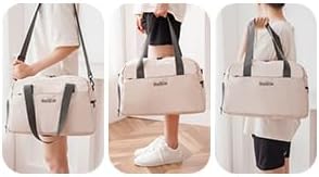 Gym Bag for Women Men with Shoe Compartment, Waterproof Small Duffle Bag for Travel, Sports, Weekend Lightweight Carry On Tote Bag (White)