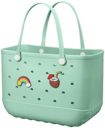 Beach Bag Rubber Tote Bag - Waterproof Travel Bag for Women Washable Tote Bag Handbag for Sports Beach Market Pool