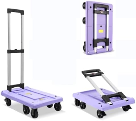 Portable Folding Luggage Trolley - Lightweight Grocery Shopping Cart, Household Moving Truck, Compact Purple Design for Easy Transport - 1 Pc