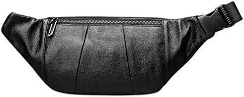 Leather Fanny Pack Waist Bag for Men Women Outdoor Travel Hiking Camping Walking Running Hip Bum Belt Slim Cell Phone Purse Wallet Pouch (#03Black)