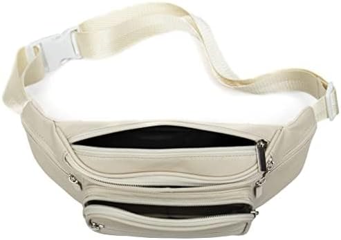 Leather Fanny Pack Waist Bag for Men Women Outdoor Travel Hiking Camping Walking Running Hip Bum Belt Slim Cell Phone Purse Wallet Pouch (Beige)