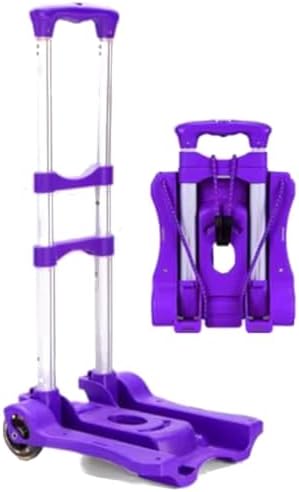 Lightweight Foldable Aluminum Rolling Cart - Durable Hand Truck & Luggage Trolley for Travel, Home & Shopping - Easy to Use, Compact Design, 2-Wheel Mobility