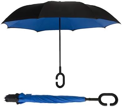ShedRain Unbelievabrella Inverted, Upside Down, Windproof & Rainproof Car Umbrella - Hands Free C-Shape Handle - Heavy Duty, Double Layer Reverse Canopy Protects Men & Women Outdoors from Wind & Rain