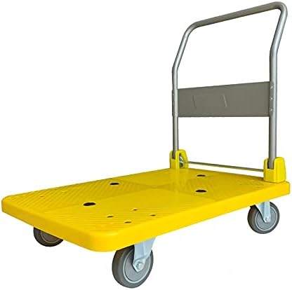 Heavy Duty Folding Flatbed Hand Cart with Metal Handle & Swivel Wheels - Durable Platform Truck for Luggage, Travel & Household - Quiet Mobility, High Load Capacity