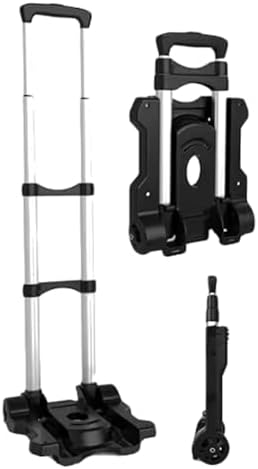 Portable Lightweight Luggage Trolley, Foldable Aluminum Rolling Cart, Travel Hand Truck with 2 Wheels, Ideal for Home & Travel, Heavy-Duty Design for Easy Transport
