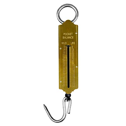 XINTU Spring Balance Fish Scales, Pocket Mechanical Spring Balance Weighing Scale with Hanging Loop for Home Kitchen Luggage Fishing (100KG)