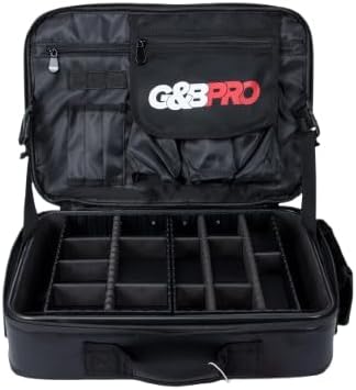 G&BPRO Crossbody Briefcase with Extending Tray System | All-in-One Mobile Workstation Laptop Travel Bag with Expandable Storage & Organizer Compartments - Black/Leather With Black Zipper