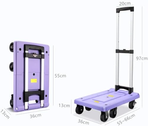 Portable Folding Grocery Trolley - Lightweight Household Moving Cart, Small Purple Shopping Trailer for Easy Transport, Compact Handling Truck, 1 Pc