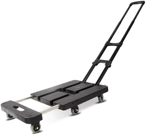 Portable Folding Luggage Cart - Silent Hand-Pushed Flatbed Trailer for Easy Transport - Lightweight Small Trailer for Household Use and Travel