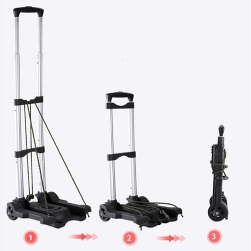 Lightweight Portable Luggage Trolley, Foldable Aluminum Rolling Cart, Travel Hand Truck with Dual Wheels, Ideal for Home & Travel Use