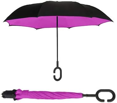 ShedRain Unbelievabrella Inverted, Upside Down, Windproof & Rainproof Car Umbrella - Hands Free C-Shape Handle - Heavy Duty, Double Layer Reverse Canopy Protects Men & Women Outdoors from Wind & Rain