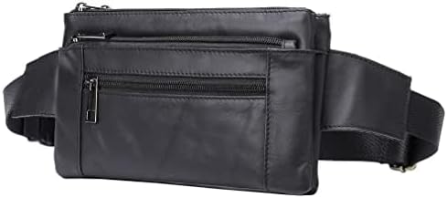 Hebetag Leather Waist Pack Fanny Bag for Men Women Running Travel Hiking Hip Bum Belt Slim Cell Phone Purse Wallet Vintage Retro Crossbody Sling Pouch (Black)