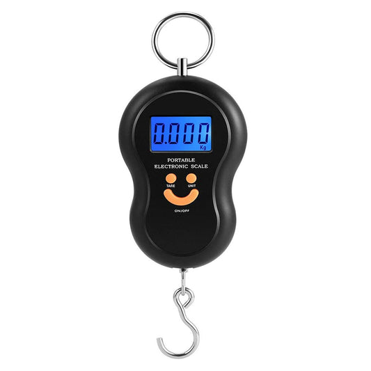 Electronic Fish Scale with Backlit LCD Display, Digital Portable Hanging Luggage Scale 110lb/50kg for Home and Outdoor, 2 AAA Batteries Included