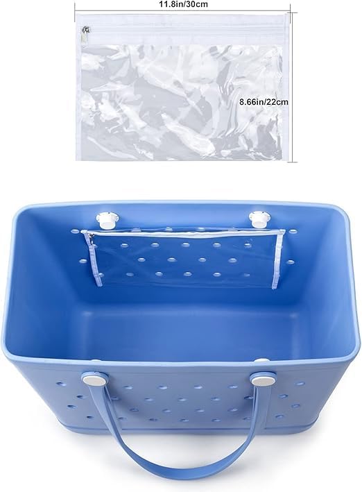 Rubber Beach Bag, Washable Moisture Resistant Durable Open Hole Tote Bag Beach Vacation Essentials