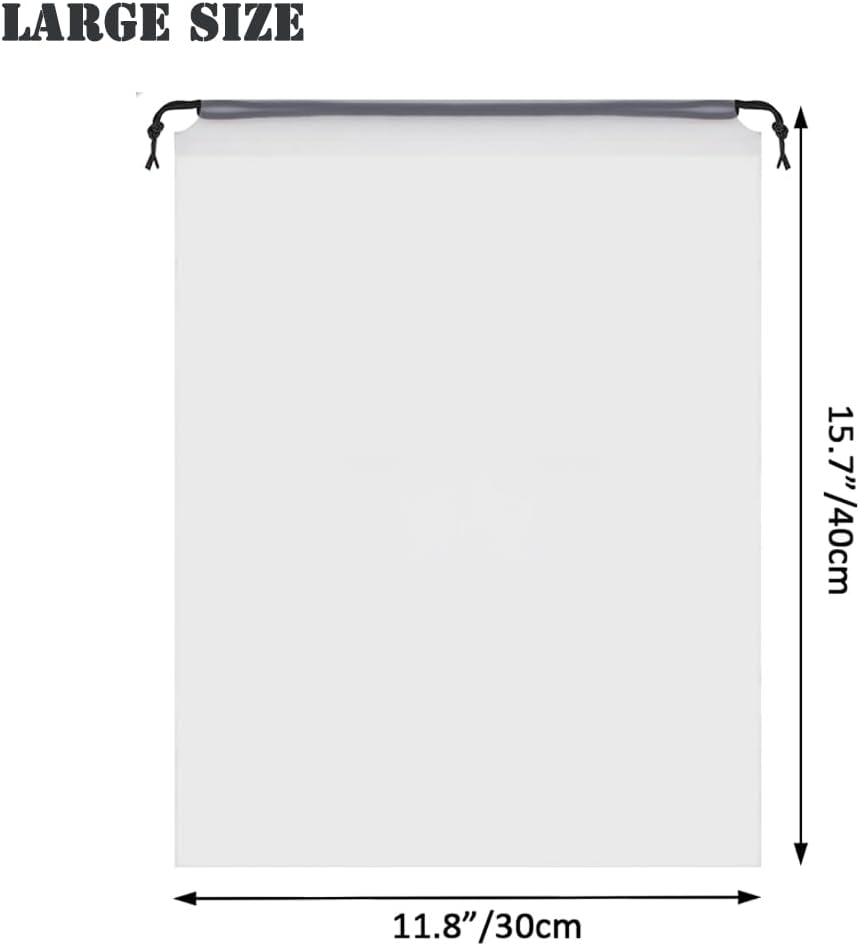 12pcs Transparent Shoe Bags for Travel 11.8in X 15.7in Protable Clear shoe bags for storage with rope,large drawstring bags for travel Men and Women