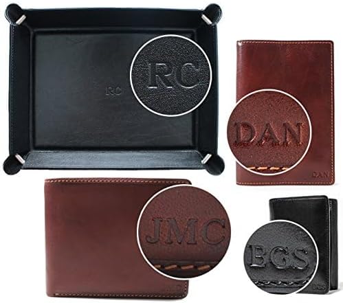 Tony Perotti CUSTOM PERSONALIZED INITIALS ENGRAVING Unisex Italian Bull Leather Passport Case Holder and Luggage Tag Combo Gift Set in Black
